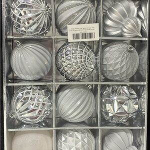 Shimmering Silver Holiday Ornament Set
